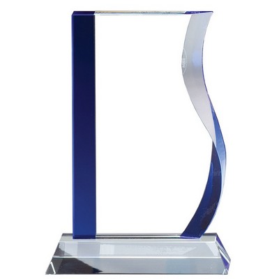 Sapphire Wave Glass Award, 7 1/2"H