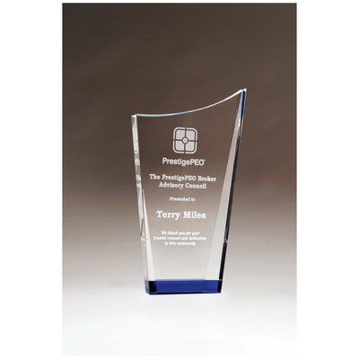 Sapphire Edge Crystal Award, 8" H